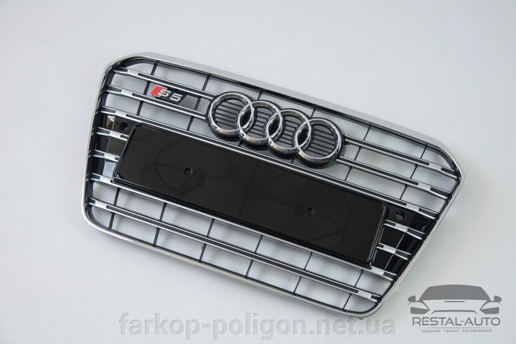 Тюнінг Решітка радіатора Audi A5 2011-2016 рік Чорна з хромом (в стилі S-Line) від компанії Інтернет-магазин тюнінгу «Safety auto group» - фото 1