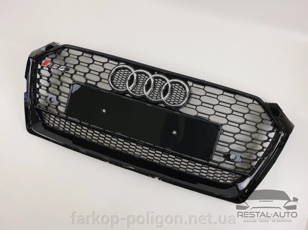 Тюнінг Решітка радіатора Audi A5 2016-2020рік Чорна з хром емблемою без камери (в стилі RS) від компанії Інтернет-магазин тюнінгу «Safety auto group» - фото 1