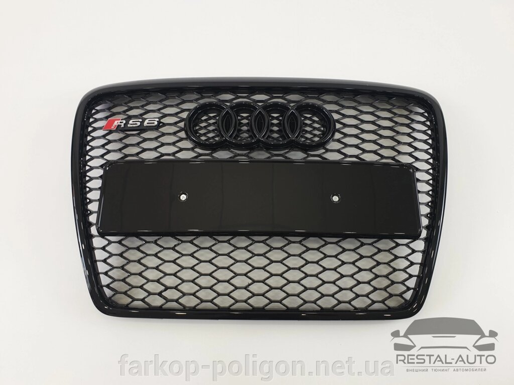 Тюнінг Решітка радіатора Audi A6 2004-2011 рік Чорна (в стилі RS) від компанії Інтернет-магазин тюнінгу «Safety auto group» - фото 1