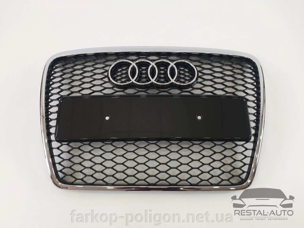 Тюнінг Решітка радіатора Audi A6 2004-2011 рік Чорна з хром рамкою (в стилі RS) від компанії Інтернет-магазин тюнінгу «Safety auto group» - фото 1