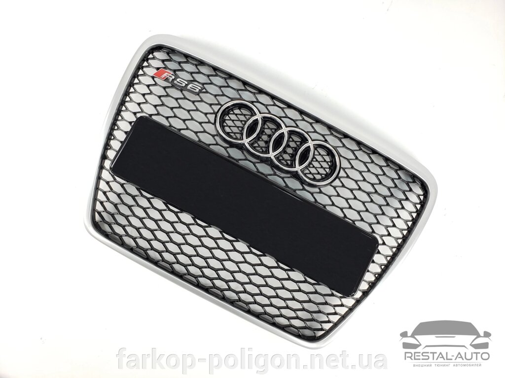 Тюнінг Решітка радіатора Audi A6 2004-2011 рік Чорна з сірою рамкою (в стилі RS) від компанії Інтернет-магазин тюнінгу «Safety auto group» - фото 1