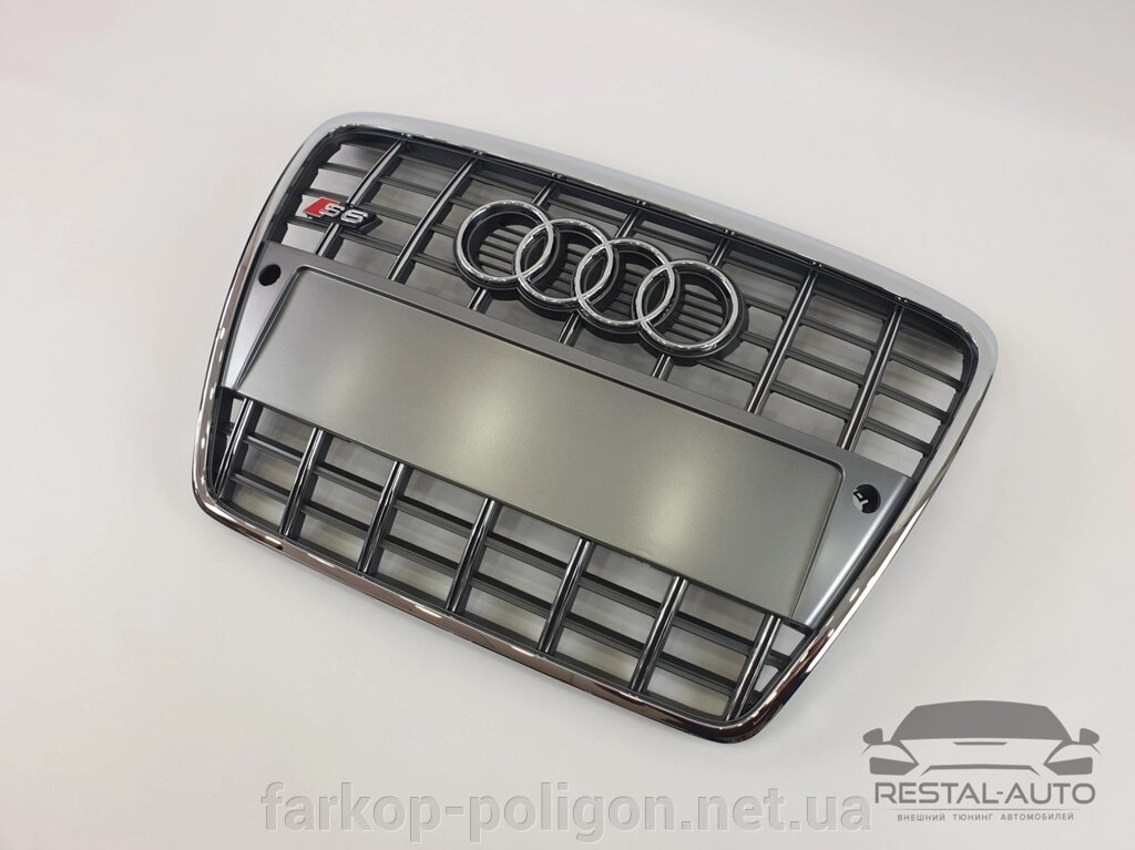 Тюнінг Решітка радіатора Audi A6 2004-2011 рік Сіра з хромом (в стилі S-Line) від компанії Інтернет-магазин тюнінгу «Safety auto group» - фото 1