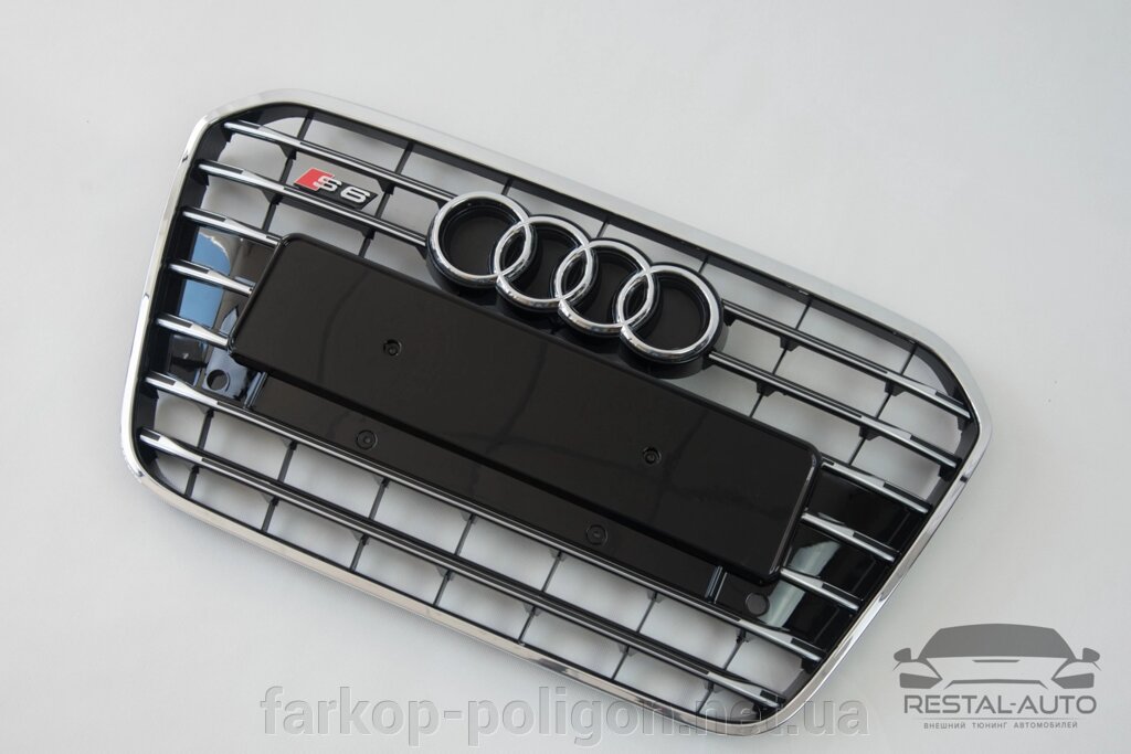 Тюнінг Решітка радіатора Audi A6 2011-2014 рік Чорна з хромом (в стилі S-Line) від компанії Інтернет-магазин тюнінгу «Safety auto group» - фото 1