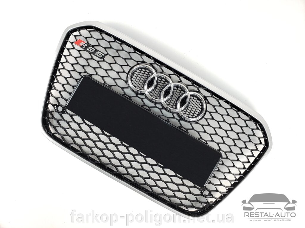 Тюнінг Решітка радіатора Audi A6 2011-2014 рік Чорна з сірою рамкою (в стилі RS) від компанії Інтернет-магазин тюнінгу «Safety auto group» - фото 1