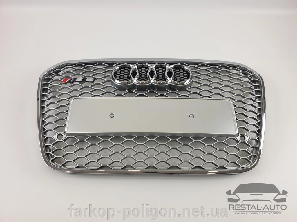 Тюнінг Решітка радіатора Audi A6 2011-2014 рік Сіра з хром рамкою (в стилі RS) від компанії Інтернет-магазин тюнінгу «Safety auto group» - фото 1