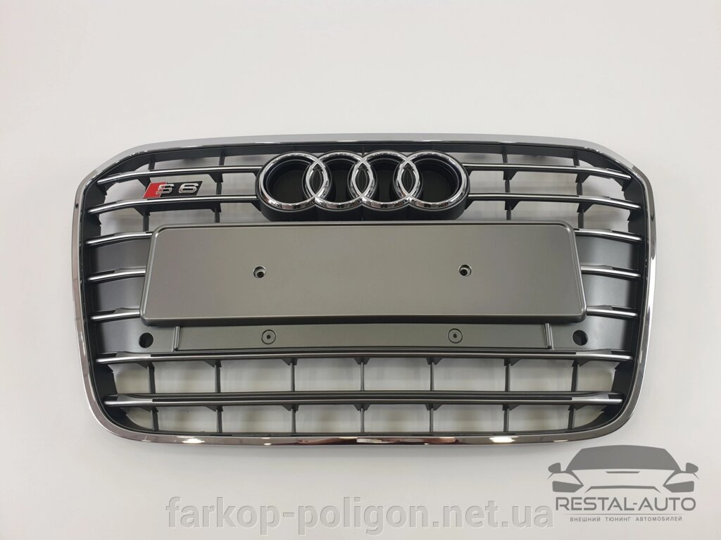 Тюнінг Решітка радіатора Audi A6 2011-2014 рік Сіра з хромом (в стилі S-Line) від компанії Інтернет-магазин тюнінгу «Safety auto group» - фото 1