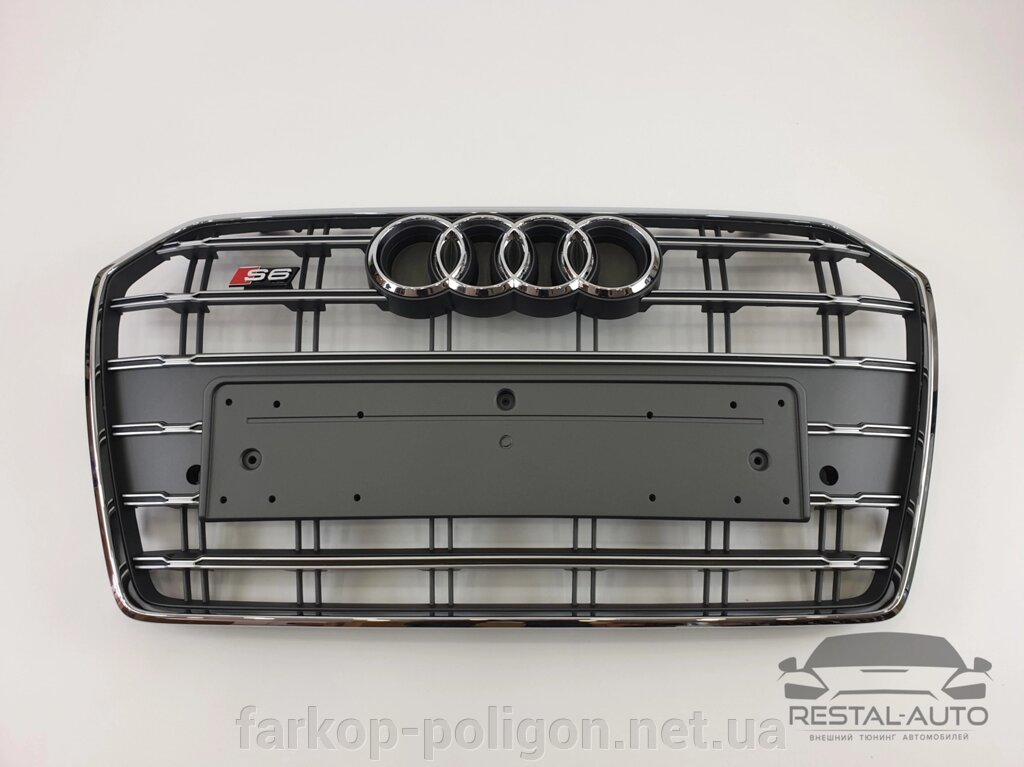 Тюнінг Решітка радіатора Audi A6 2014-2018 рік Сіра з хромом (в стилі S-Line) від компанії Інтернет-магазин тюнінгу «Safety auto group» - фото 1