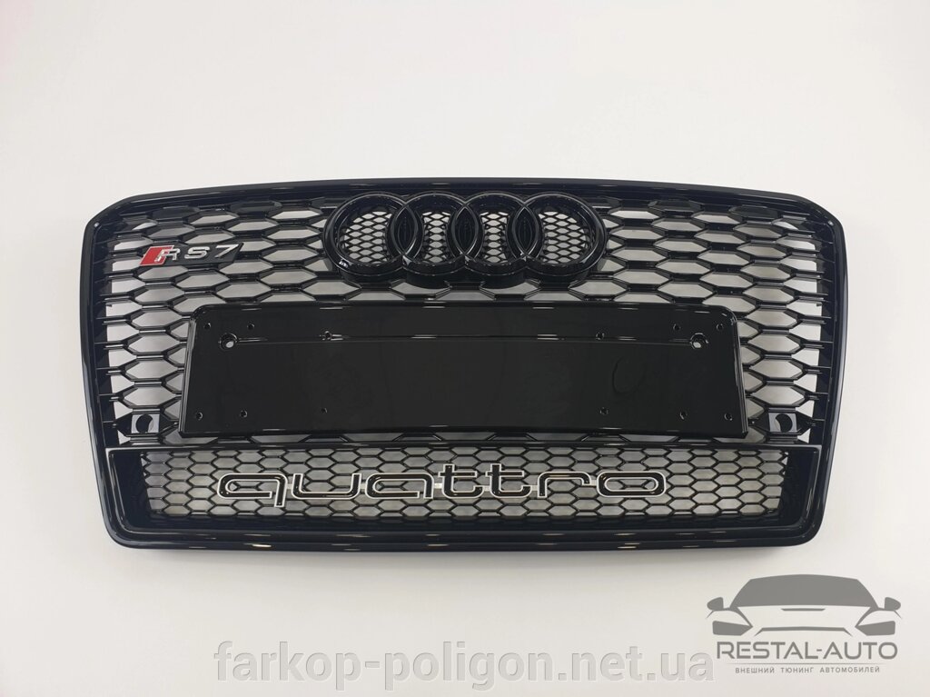 Тюнінг Решітка радіатора Audi A7 2010-2014 рік Чорна Quattro (в стилі RS) від компанії Інтернет-магазин тюнінгу «Safety auto group» - фото 1
