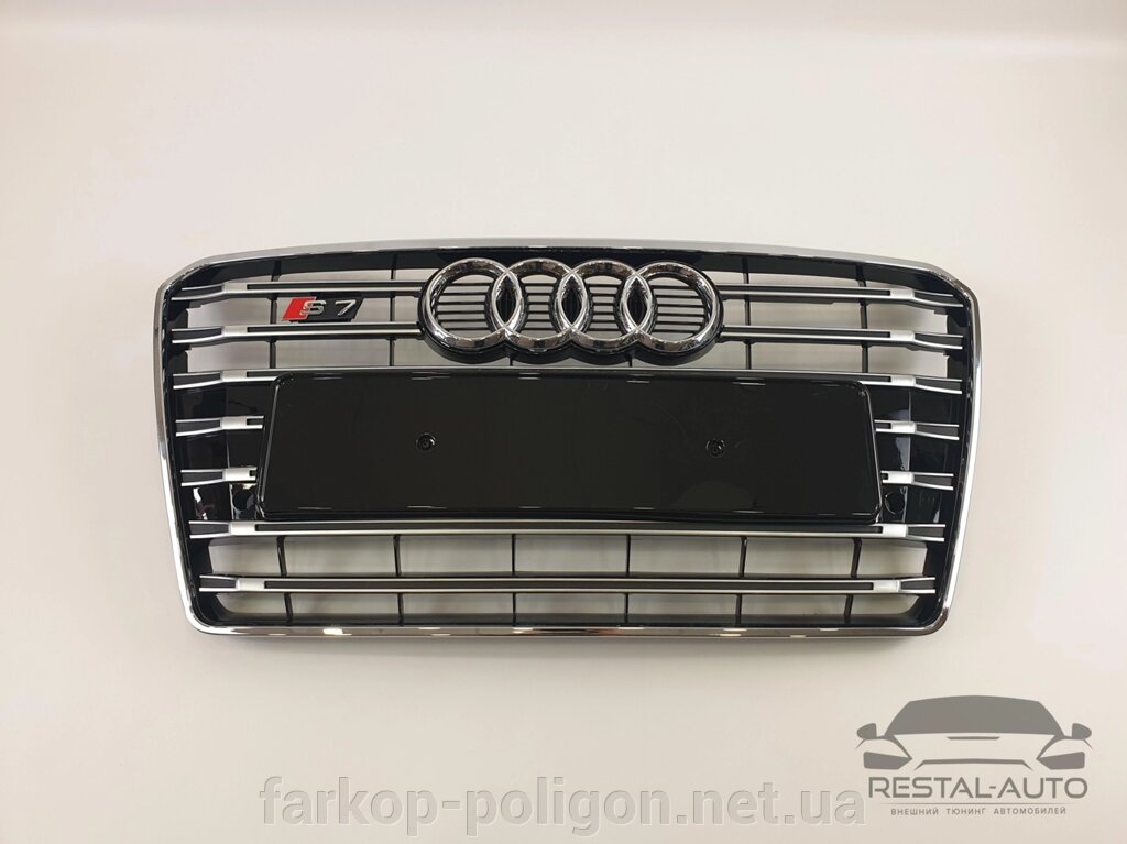 Тюнінг Решітка радіатора Audi A7 2010-2014 рік Чорна з хромом (в стилі S-Line) від компанії Інтернет-магазин тюнінгу «Safety auto group» - фото 1