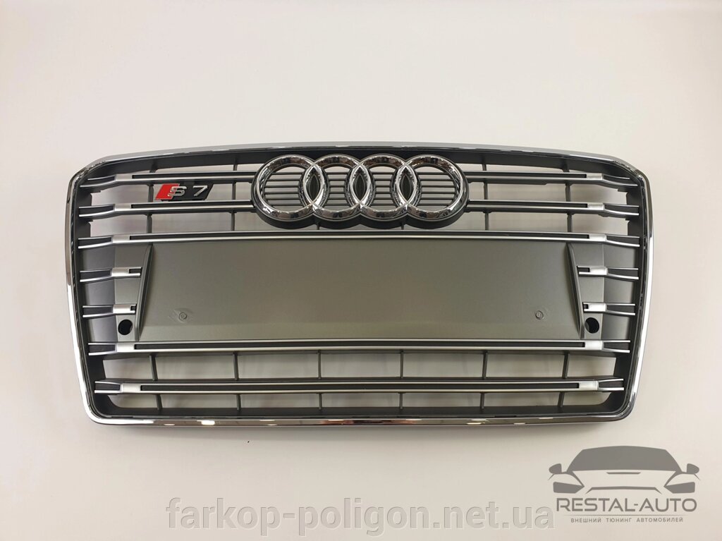 Тюнінг Решітка радіатора Audi A7 2010-2014 рік Сіра з хромом (в стилі S-Line) від компанії Інтернет-магазин тюнінгу «Safety auto group» - фото 1