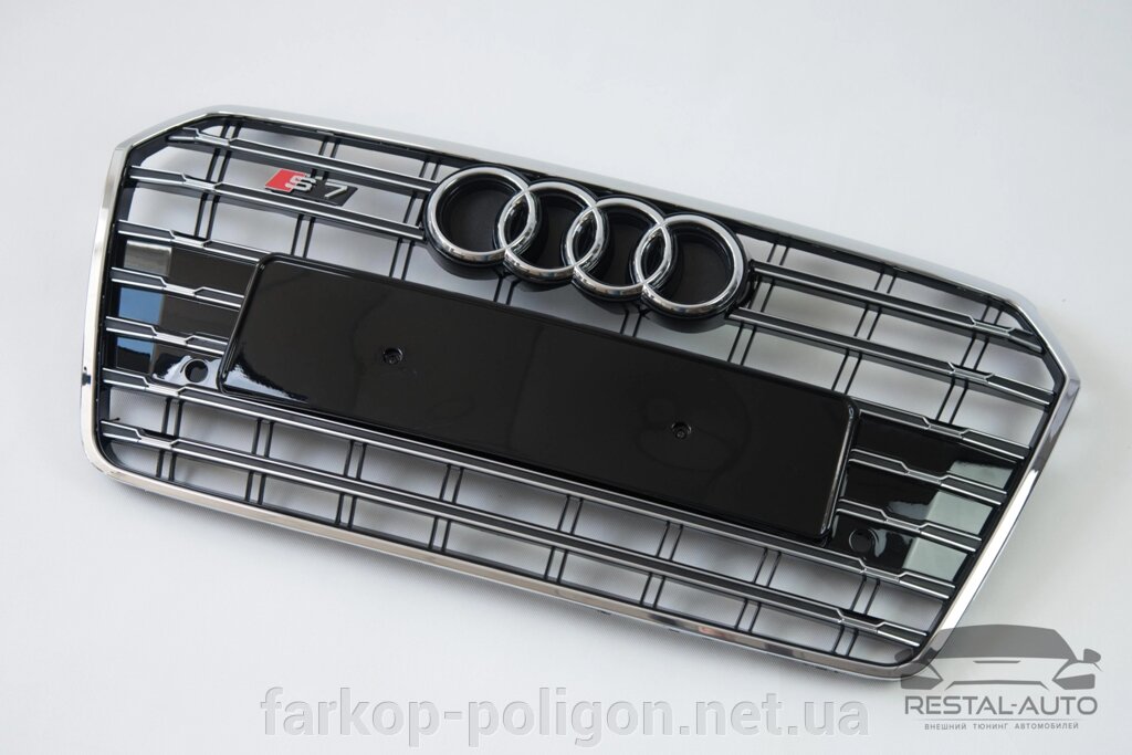 Тюнінг Решітка радіатора Audi A7 2014-2017 рік Чорна з хромом (в стилі S-Line) від компанії Інтернет-магазин тюнінгу «Safety auto group» - фото 1