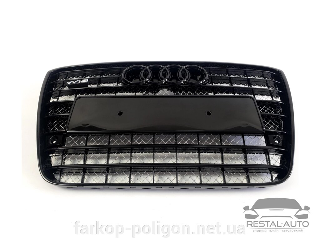 Тюнінг Решітка радіатора Audi A8 2010-2014 рік Чорна з хром емблемою (в стилі W12) від компанії Інтернет-магазин тюнінгу «Safety auto group» - фото 1