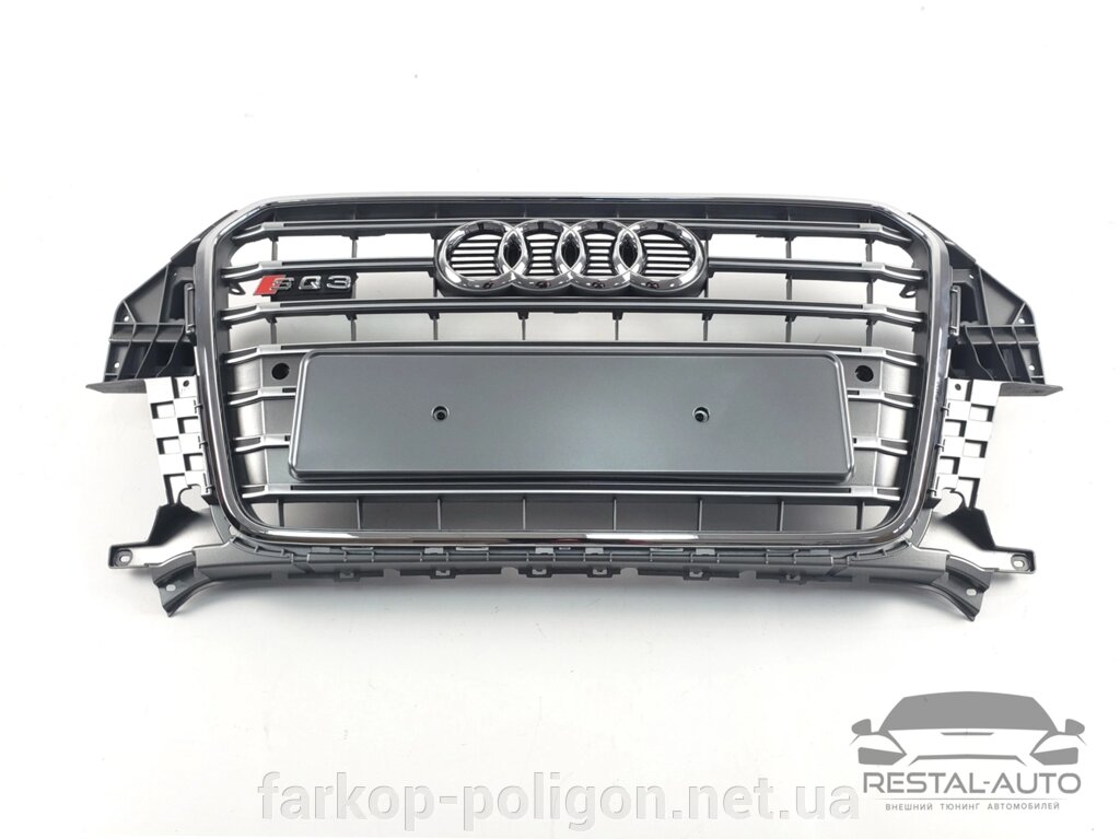 Тюнінг Решітка радіатора Audi Q3 2011-2014 рік Сіра з хромом (в стилі S-Line) від компанії Інтернет-магазин тюнінгу «Safety auto group» - фото 1
