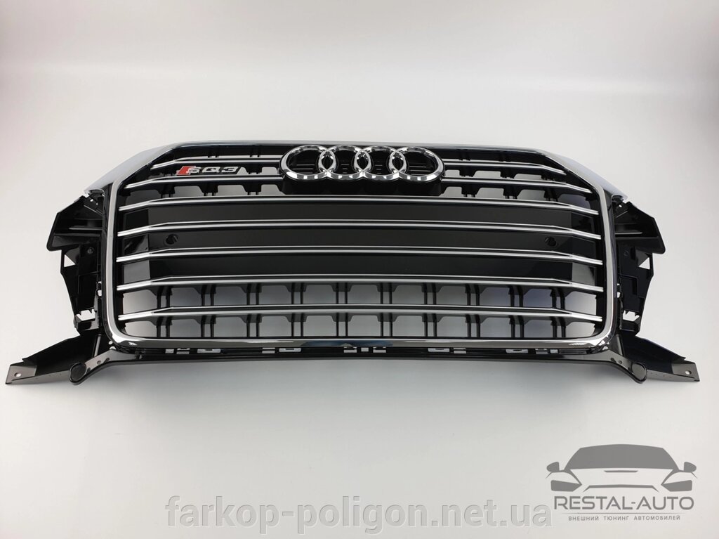 Тюнінг Решітка радіатора Audi Q3 2014-2018 рік Чорна з хромом (в стилі S-Line) від компанії Інтернет-магазин тюнінгу «Safety auto group» - фото 1