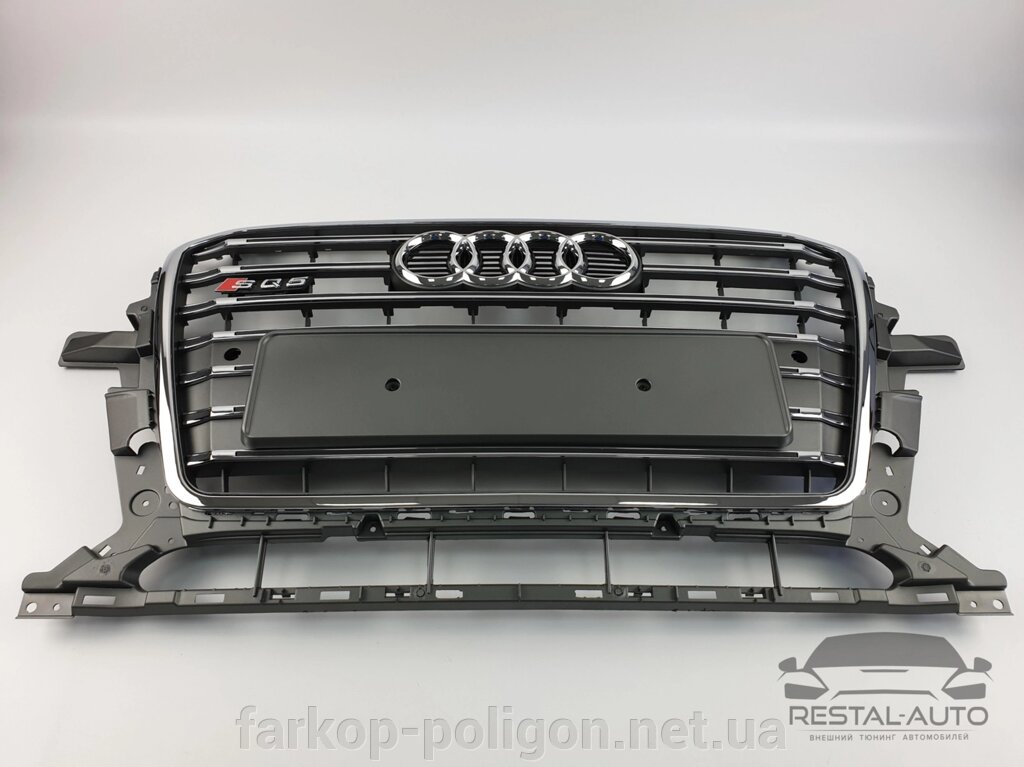 Тюнінг Решітка радіатора Audi Q5 2012-2016 рік Сіра з хромом (в стилі S-Line) від компанії Інтернет-магазин тюнінгу «Safety auto group» - фото 1