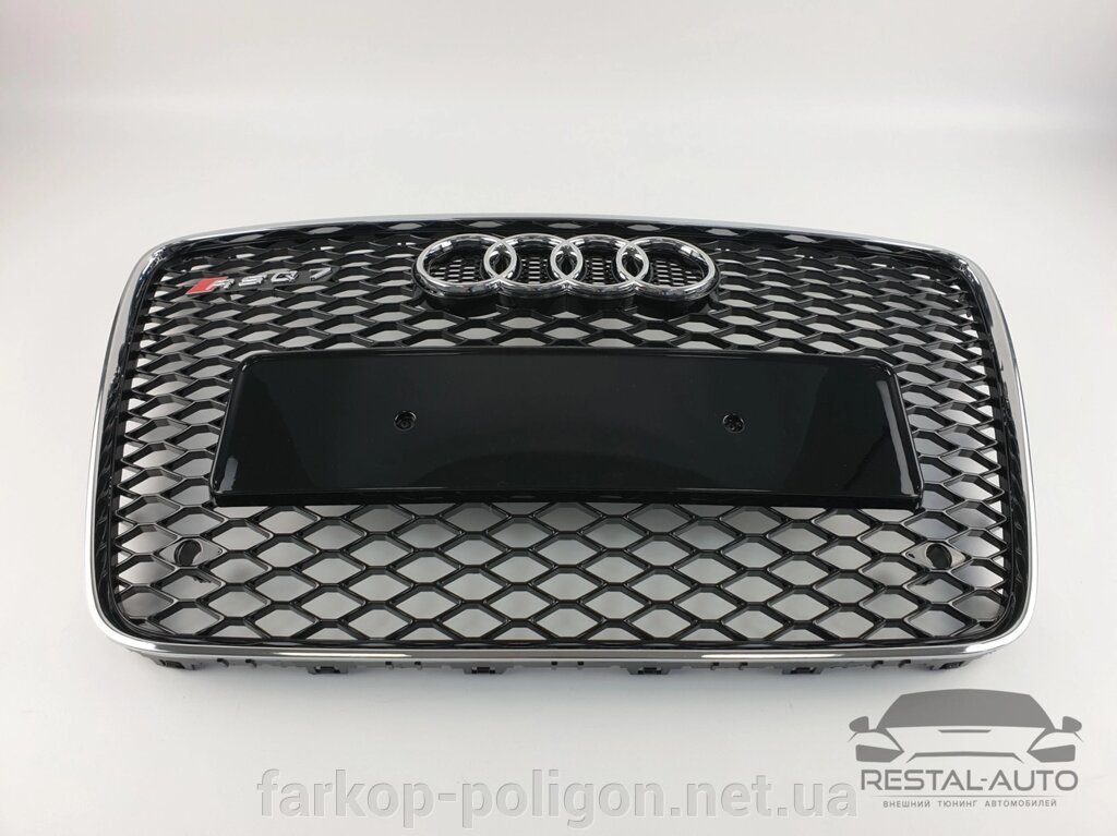 Тюнінг Решітка радіатора Audi Q7 2009-2015 рік Чорна з хром рамкою (в стилі RS) від компанії Інтернет-магазин тюнінгу «Safety auto group» - фото 1
