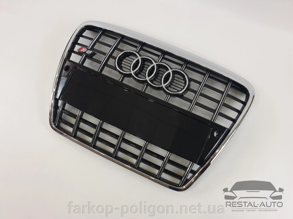 Тюнінг Решітка радіатора Audi S6 2004-2011 рік Чорна з хромом (у стилі S-Line) від компанії Інтернет-магазин тюнінгу «Safety auto group» - фото 1