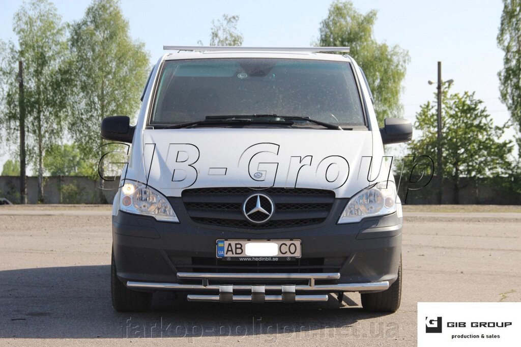 Захист переднього бампера 3 чашки Mercedes Benz Vito 639 з 2010-2016 рр. модель F3-18.6 від компанії Інтернет-магазин тюнінгу «Safety auto group» - фото 1