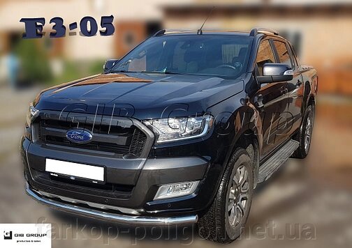 Захист переднього бампера (одинарна нержавіюча труба – одинарний вус) Ford Ranger (18+) від компанії Інтернет-магазин тюнінгу «Safety auto group» - фото 1