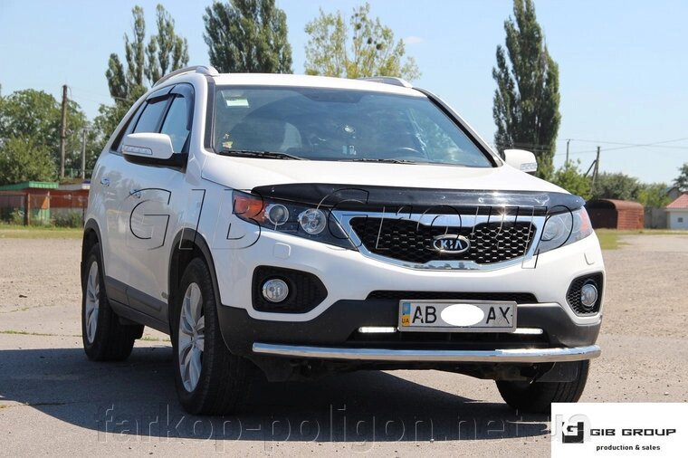 Захист переднього бампера (одинарна нержавіюча труба - одинарний вус) KIA Sorento (10-12) від компанії Інтернет-магазин тюнінгу «Safety auto group» - фото 1