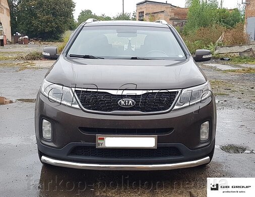 Захист переднього бампера (одинарна нержавіюча труба - одинарний вус) KIA Sorento (12-14) від компанії Інтернет-магазин тюнінгу «Safety auto group» - фото 1