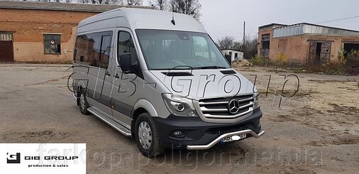 Захист переднього бампера (одинарна нержавіюча труба - одинарний вус) Mercedes-Benz Sprinter (06-14) від компанії Інтернет-магазин тюнінгу «Safety auto group» - фото 1