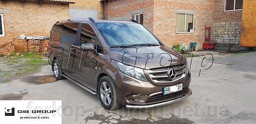 Захист переднього бампера (одинарна нержавіюча труба - одинарний вус) Mercedes-Benz Vito (14+) від компанії Інтернет-магазин тюнінгу «Safety auto group» - фото 1