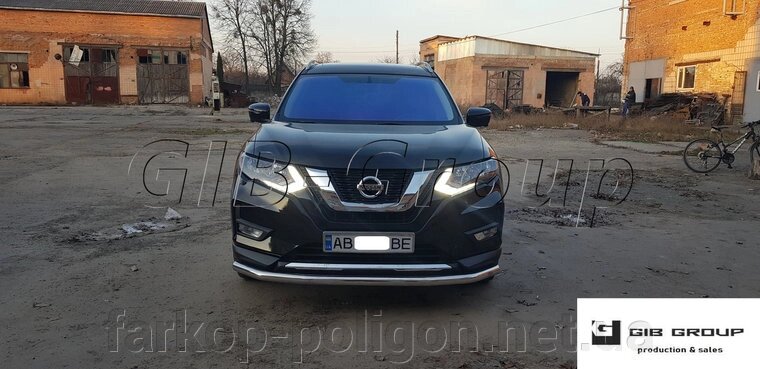 Захист переднього бампера (одинарна нержавіюча труба - одинарний вус) Nissan X-Trail (2017+) від компанії Інтернет-магазин тюнінгу «Safety auto group» - фото 1