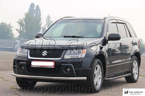 Захист переднього бампера (одинарна нержавіюча труба – одинарний вус) Suzuki Grand Vitara ll (05-12) від компанії Інтернет-магазин тюнінгу «Safety auto group» - фото 1