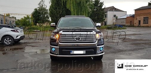 Захист переднього бампера (одинарна нержавіюча труба - одинарний вус) Toyota Tundra (2014+) від компанії Інтернет-магазин тюнінгу «Safety auto group» - фото 1