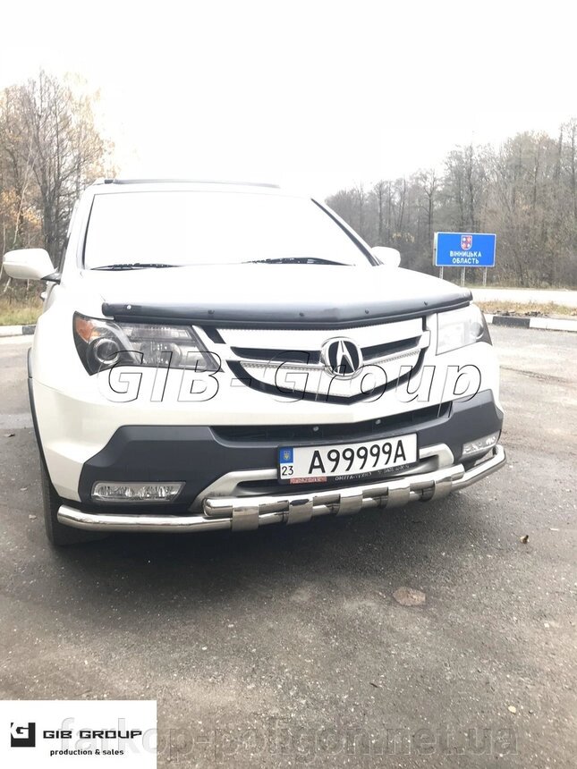 Захист переднього бампера (подвійна труба нержавіюча - подвійний вус) Acura MDX (06-13) від компанії Інтернет-магазин тюнінгу «Safety auto group» - фото 1