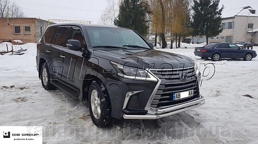 Захист переднього бампера (подвійна труба нержавіюча - подвійний вус) Lexus LX 570 (15+) від компанії Інтернет-магазин тюнінгу «Safety auto group» - фото 1