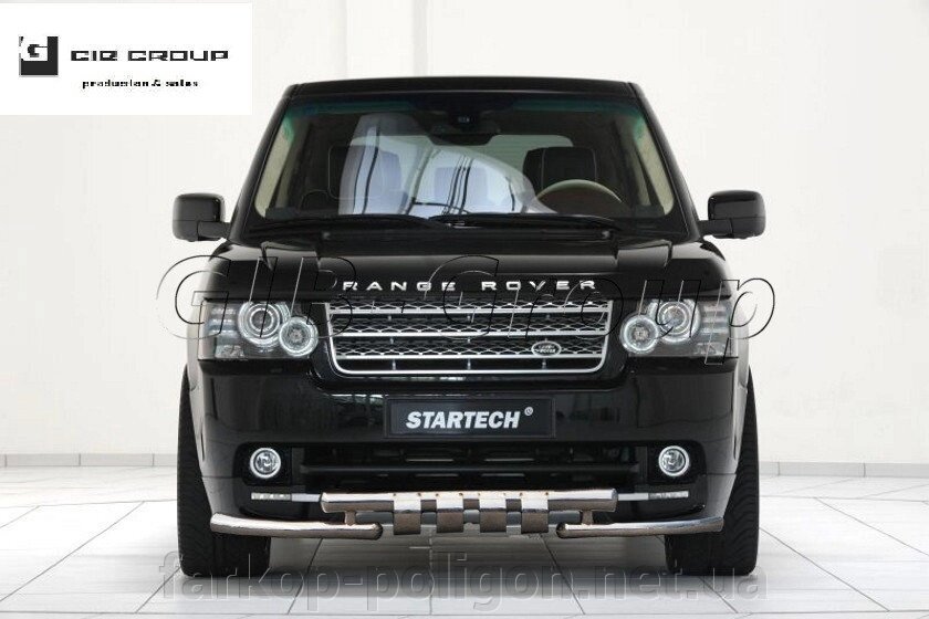 Захист переднього бампера (подвійний вус) Range Rover Vogue з 2002-2012 р. модель F3-34.6 від компанії Інтернет-магазин тюнінгу «Safety auto group» - фото 1