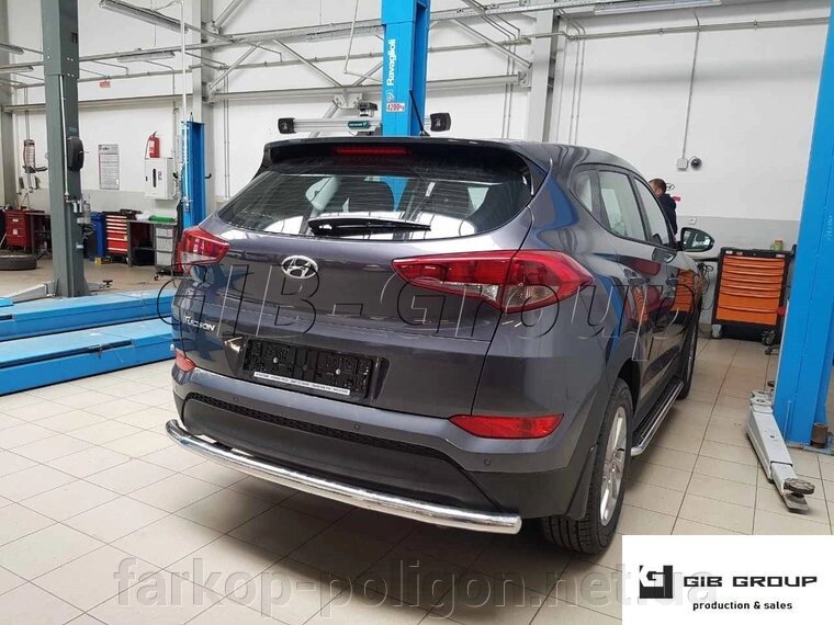 Захист заднього бампера (одинарна труба нержавіюча - одинарний вус) Hyundai Tucson (16+) від компанії Інтернет-магазин тюнінгу «Safety auto group» - фото 1