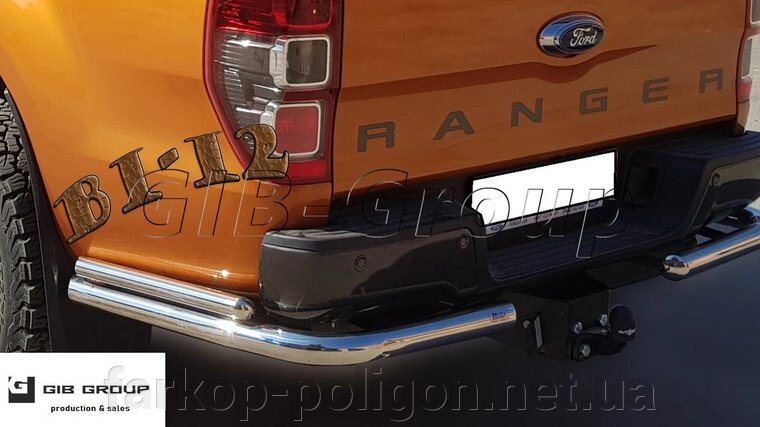 Захист заднього бампера (подвійна нержавіюча труба – подвійний вус) Ford Ranger (18+) від компанії Інтернет-магазин тюнінгу «Safety auto group» - фото 1