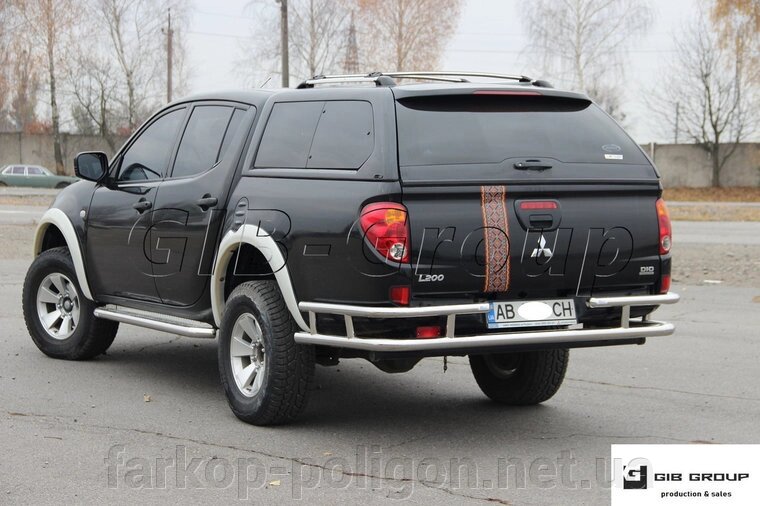 Захист заднього бампера (подвійна нержавіюча труба - подвійний вус) Mitsubishi L-200 Triton (2006-2015) від компанії Інтернет-магазин тюнінгу «Safety auto group» - фото 1