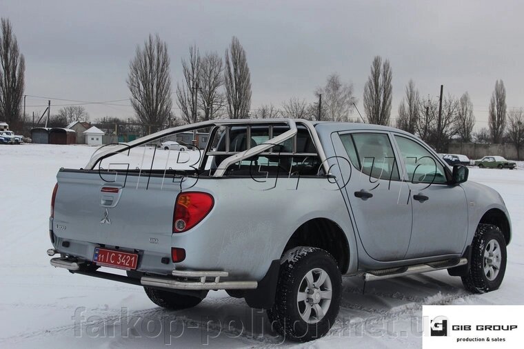 Захист заднього бампера (подвійна нержавіюча труба - подвійний вус) Mitsubishi L-200 Triton (2006-2015) від компанії Інтернет-магазин тюнінгу «Safety auto group» - фото 1