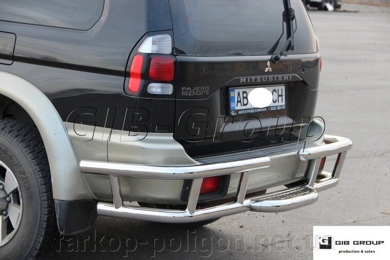 Захист заднього бампера (подвійна нержавіюча труба - подвійний вус) Mitsubishi Pajero Sport (16+) від компанії Інтернет-магазин тюнінгу «Safety auto group» - фото 1