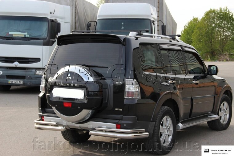 Захист заднього бампера (подвійна нержавіюча труба - подвійний вус) Mitsubishi Pajero Wagon 4 (06+) від компанії Інтернет-магазин тюнінгу «Safety auto group» - фото 1