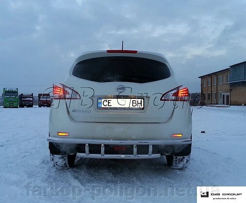 Захист заднього бампера (подвійна нержавіюча труба - подвійний вус) Nissan Murano Z 51 (2008-2015) від компанії Інтернет-магазин тюнінгу «Safety auto group» - фото 1