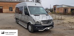 Захист переднього бампера (одинарна нержавіюча труба - одинарний вус) Mercedes-Benz Sprinter (14-18)