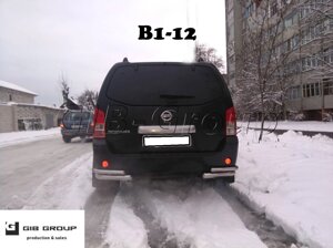 Захист заднього бампера (подвійна нержавіюча труба - подвійний вус) Nissan Pathfinder (2006-2013)