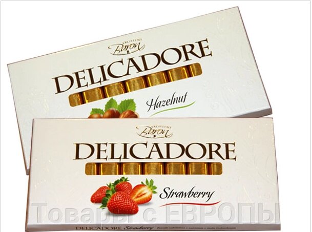 Шоколад молочний Delicadore з полуничною начинкою 200 г - опт
