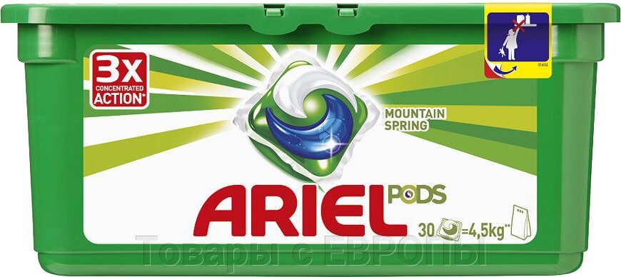 Капсули для прання білизни Ariel Pods 3 в 1 Гірський джерело 26 шт. - наявність