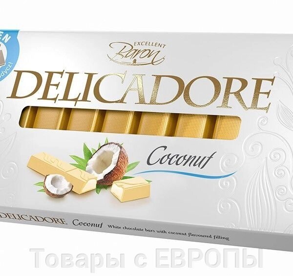 Білий шоколад Delicadore з кокосовою начинкою 200 г - опис