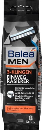 Одноразові чоловічі станки для гоління Balea men 3 леза 8 шт - характеристики