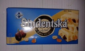 Шоколад білий Studentska Original з арахісом, желе Студентська друк 180 гр