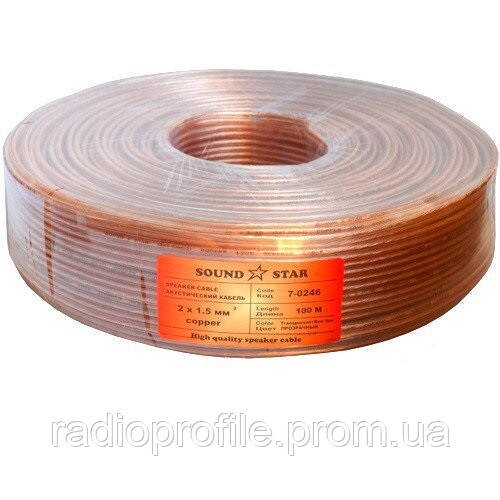 Кабель акустичний Sound Star 2х2,0 мм. кв. (64х0,19) мідний у прозорому силіконі 100 м від компанії Радіопрофіль - фото 1