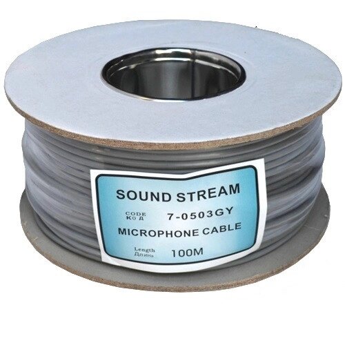 Кабель аудіо-відео "Sound Stream" 2 жили, діам.-6мм (В-01), сірий, на котушці, 100 м від компанії Радіопрофіль - фото 1