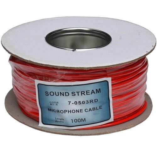 Кабель мікрофонний "Sound Stream" 2 жили, діам.-4мм, червоний, на котушці, 100 м від компанії Радіопрофіль - фото 1
